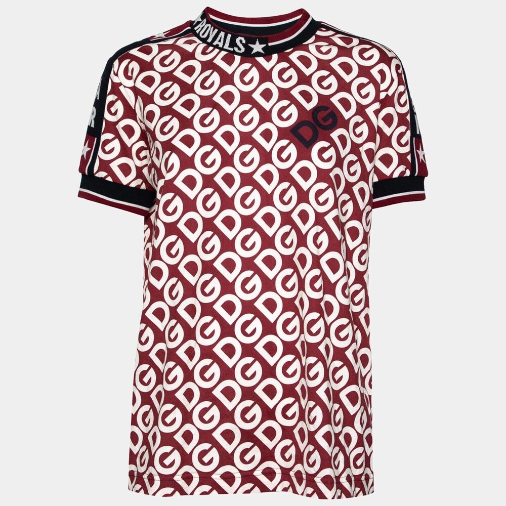 Authentic Dolce & Gabbana Red DG Mania Print Cotton Jersey T Shirt